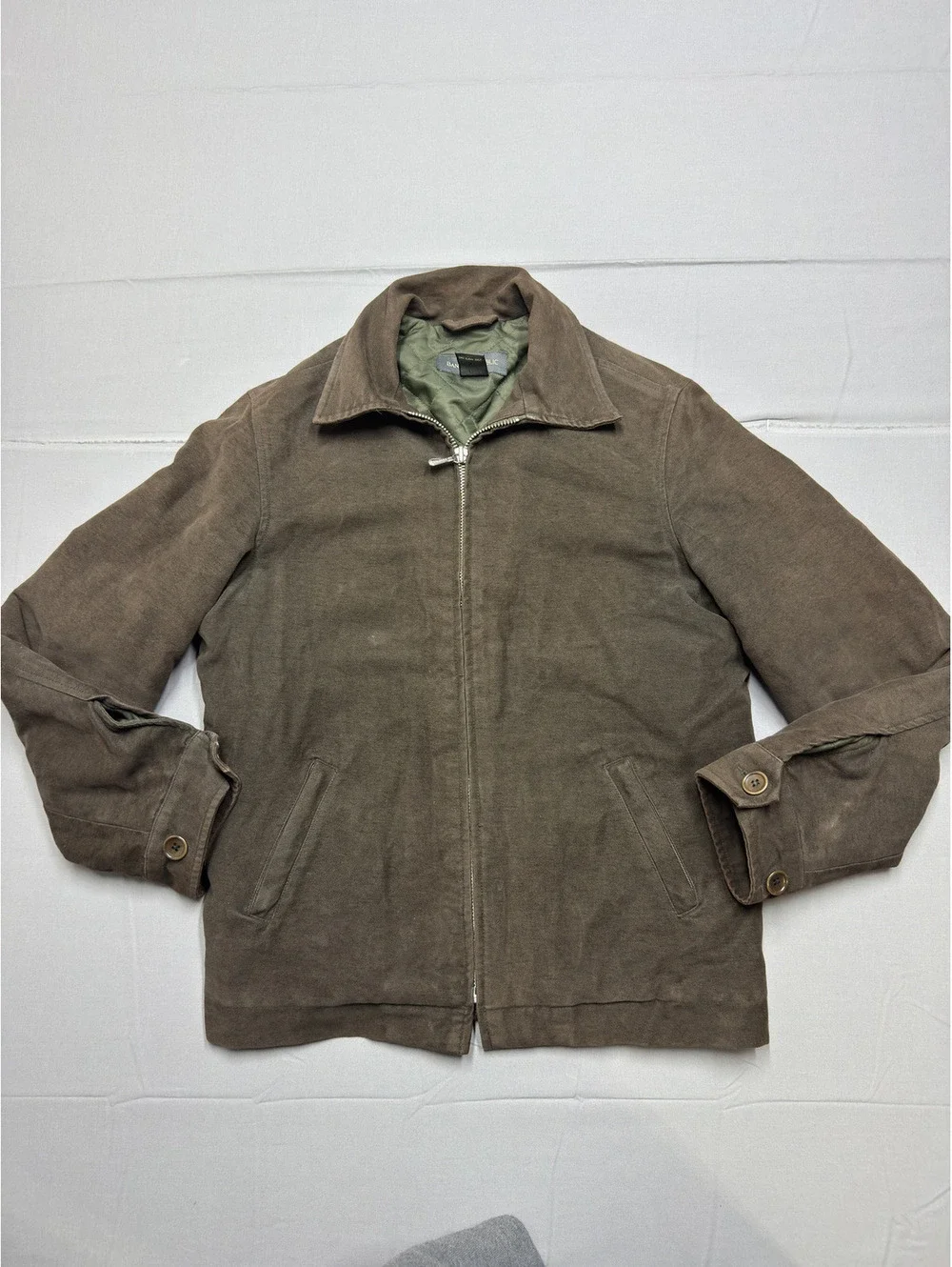 Banana Republic Mens Vintage Quilted Lined Cotton Canvas Jacket XS Brown 90's